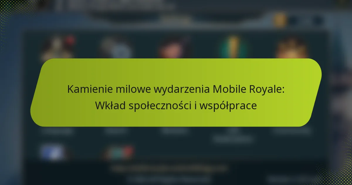 Kamienie milowe wydarzenia Mobile Royale: Wkład społeczności i współprace