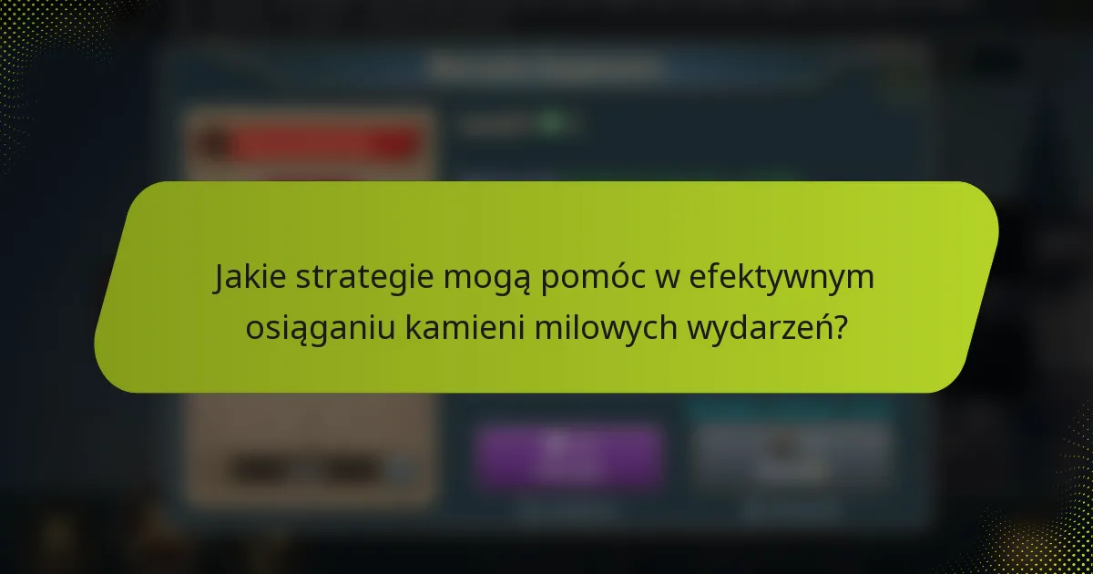 Jakie strategie mogą pomóc w efektywnym osiąganiu kamieni milowych wydarzeń?