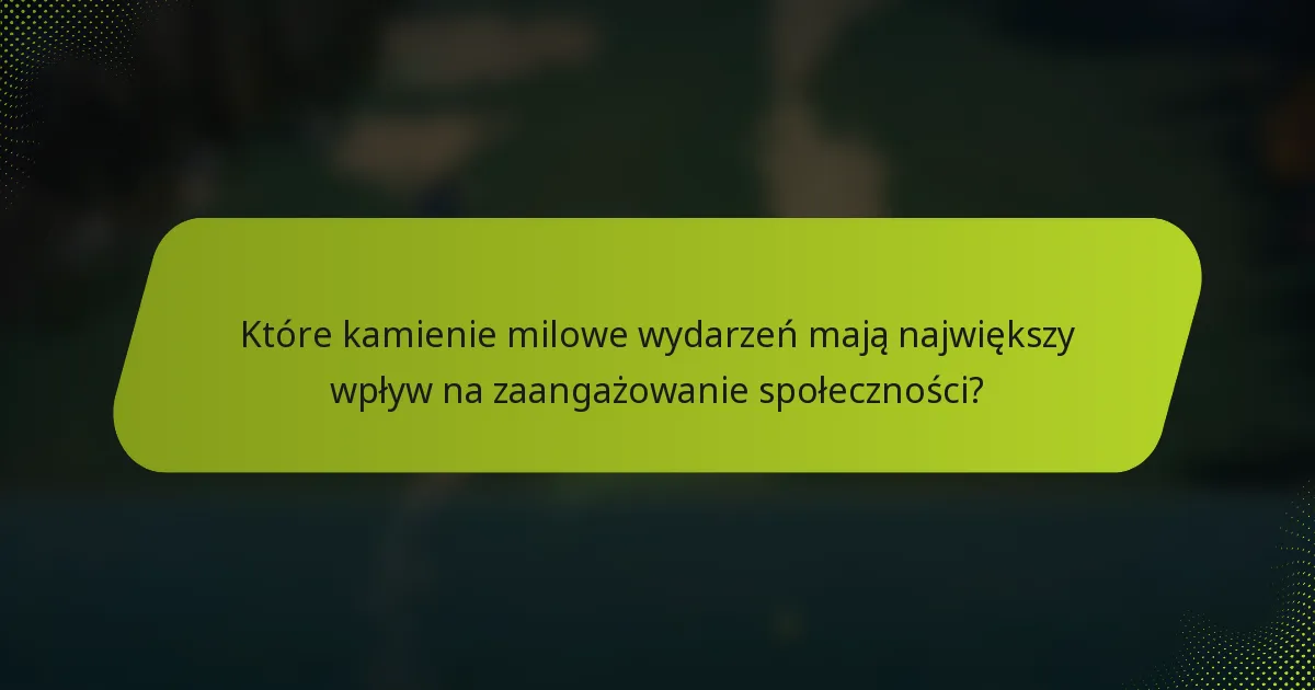 Które kamienie milowe wydarzeń mają największy wpływ na zaangażowanie społeczności?